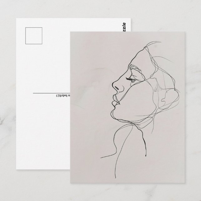 Woman Portrait, line art, Postcrossing Postcard (Front/Back)