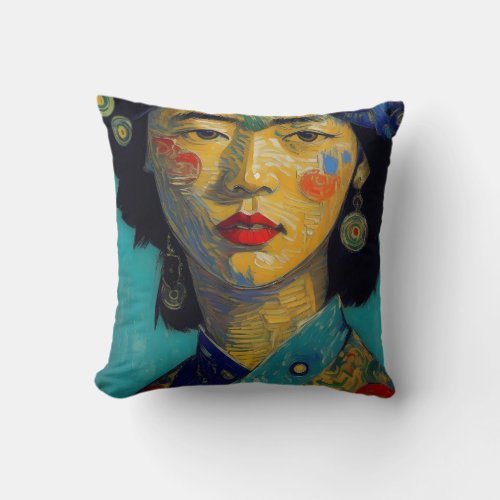 Woman Portrait Painting Throw Pillow