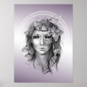 Woman Portrait with Moths Surreal Dark Fantasy Art Poster | Zazzle