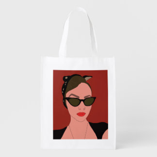 Woman portre grocery bag