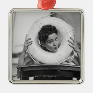 Woman Posing 3 Metal Ornament