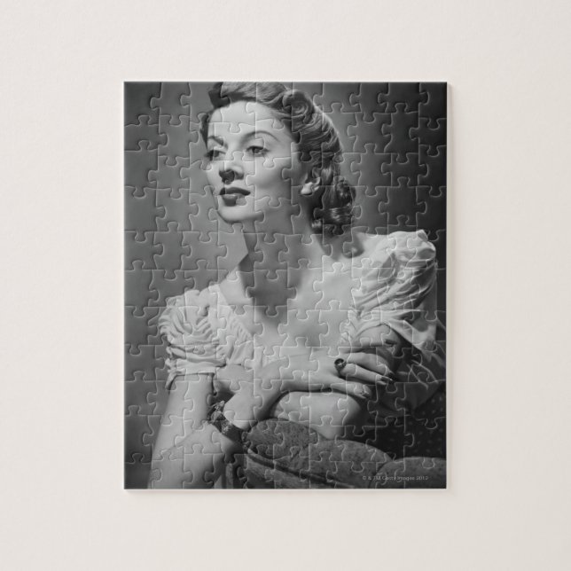 Woman Posing in Studio Jigsaw Puzzle (Vertical)