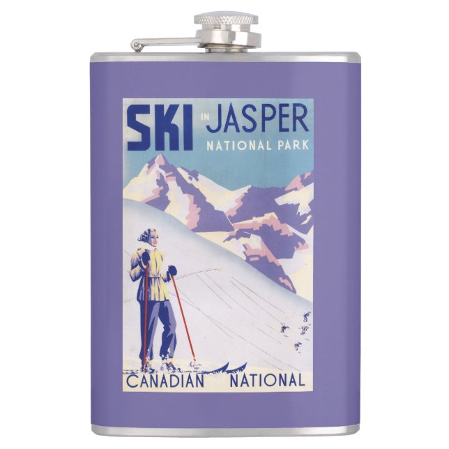 Woman Posing Open Slopes Poster Flask (Front)