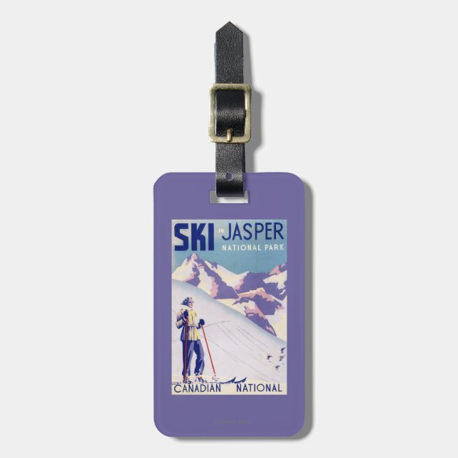Woman Posing Open Slopes Poster Luggage Tag (Front Vertical)