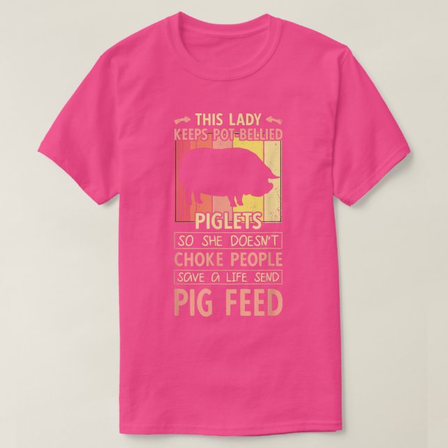 Woman Pot Bellied Pig Design - Woman Pig Farmer  T-Shirt (Design Front)