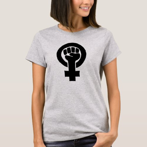 Woman Power Feminist Fist Black T_Shirt