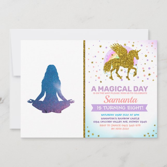 Woman practicing yoga - Choose background color Invitation (Front)