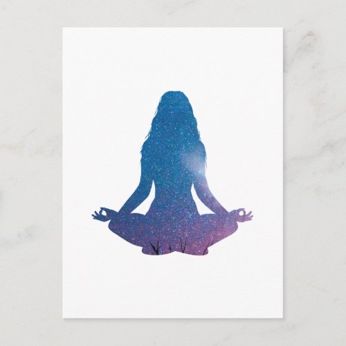 Woman practicing yoga _ Choose background color Postcard