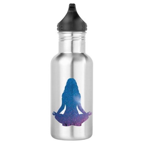 Woman practicing yoga _ Choose background color Stainless Steel Water Bottle