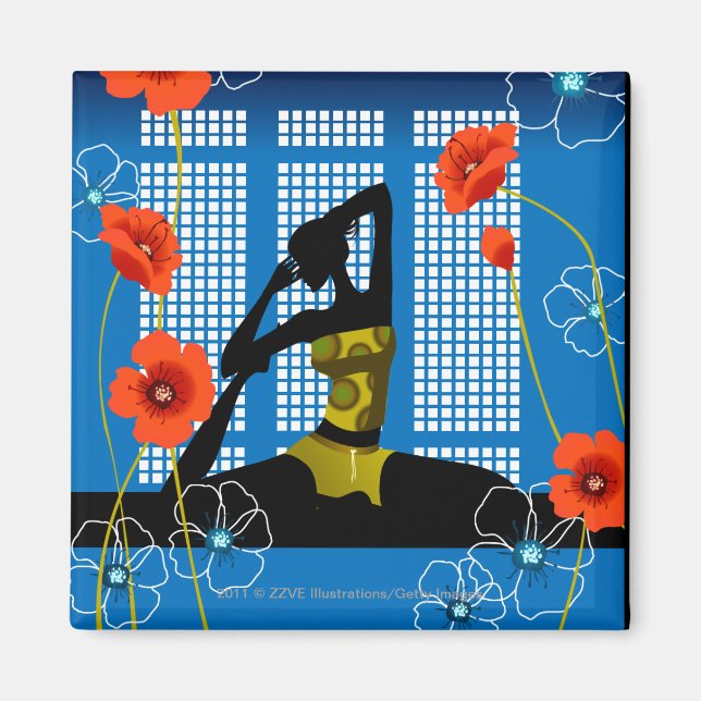 Woman practicing yoga magnet (Front)