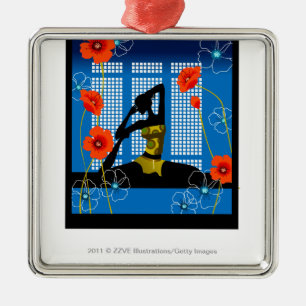Woman practicing yoga metal ornament