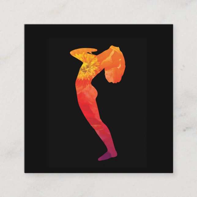 Woman Practicing Yoga Pose | Customizable Square Business Card (Front)
