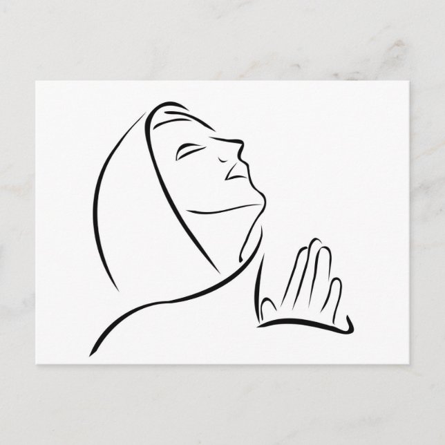 Woman praying looking up at the sky postcard (Front)