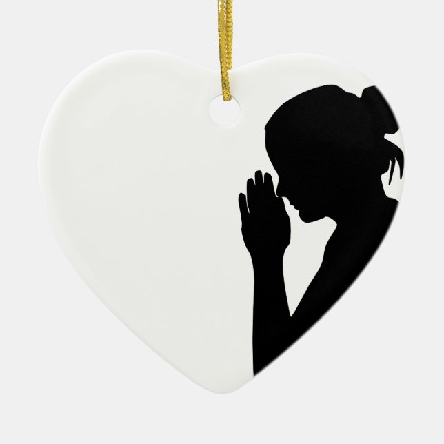 woman praying ministry ceramic ornament (Front)