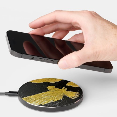Woman praying with the Holy Spirit by her side Wireless Charger