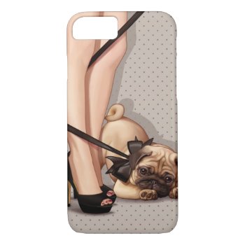 Woman & Pug Puppy Iphone 8/7 Case by MarylineCazenave at Zazzle