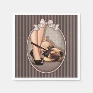 Woman & Pug Puppy Paper Napkins