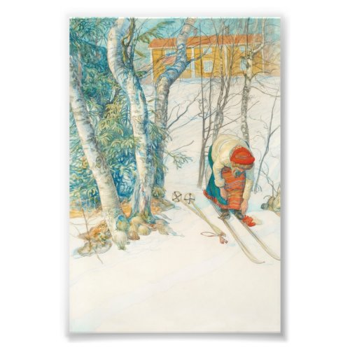 Woman Putting on Skis _ Skidloperskan Photo Print