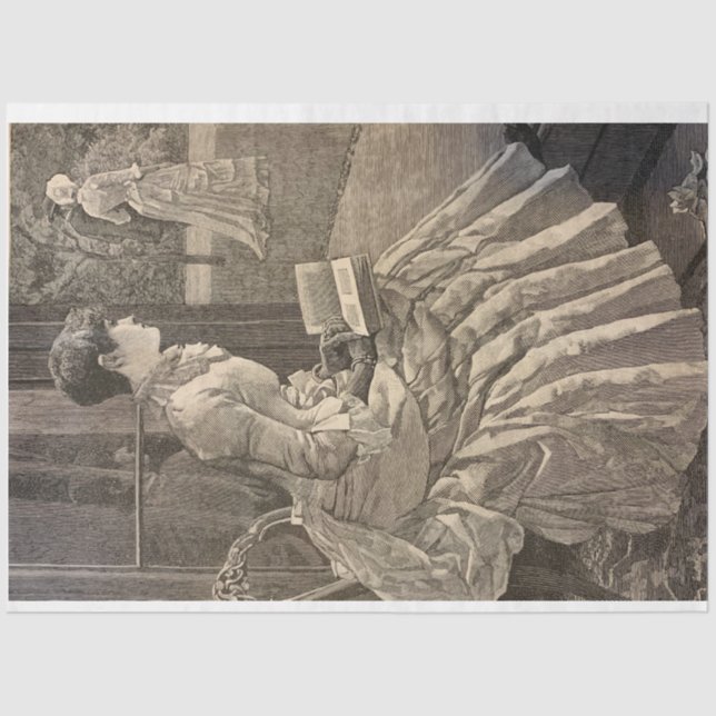 Woman Reading, 1880's Tissue Paper (Front)