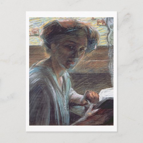 Woman Reading 1909 oil on canvas Postcard
