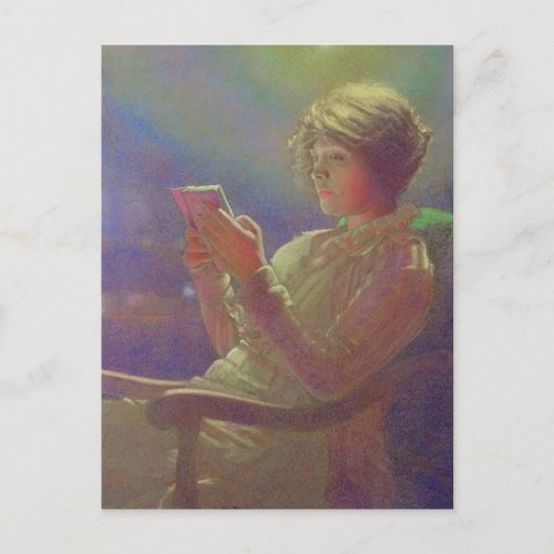 Woman Reading 1921 Postcard