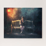 Woman Reading Book in the Rain Jigsaw Puzzle