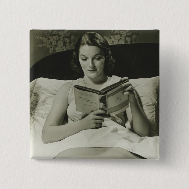 Woman Reading Book Pinback Button (Front)