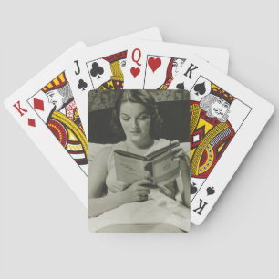 Woman Reading Book Poker Cards