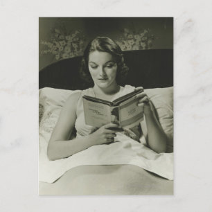 Woman Reading Book Postcard