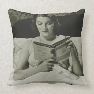 Woman Reading Book Throw Pillow
