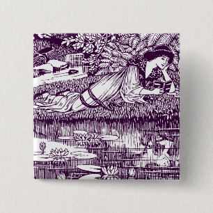 Woman Reading by a pond Pinback Button