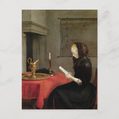 Woman Reading c1662 Postcard