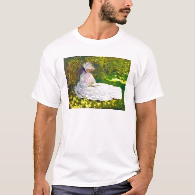 Woman Reading  Claude Monet T-Shirt (Front)