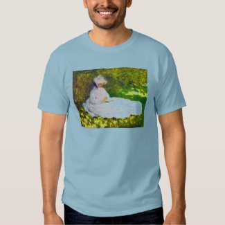 Woman Reading Claude Monet Tee Shirt