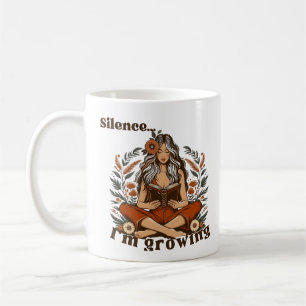 Woman reading in silence – Bohemian floral design Coffee Mug