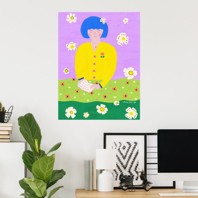 Woman reading in the garden poster (Home Office)