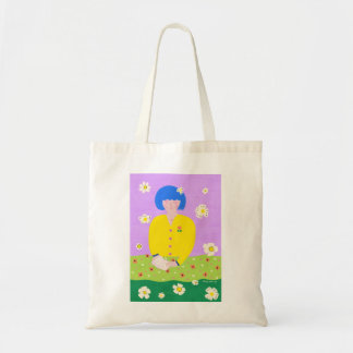 Woman reading in the garden tote bag