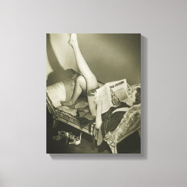 Woman Reading Magazine Canvas Print (Front)