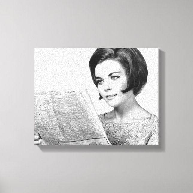 Woman Reading Newpaper Canvas Print (Front)