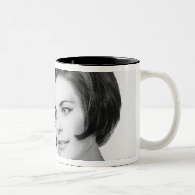 Woman Reading Newpaper Two-Tone Coffee Mug (Right)