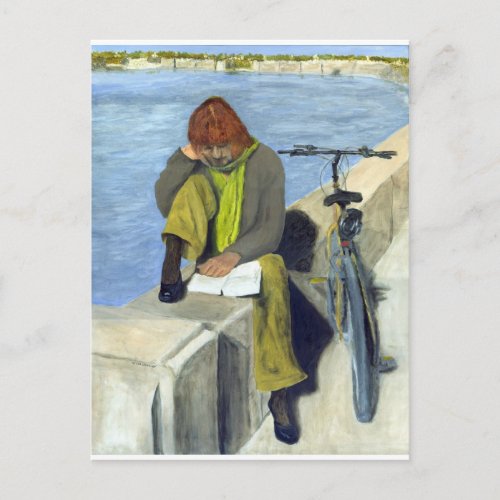 Woman Reading Postcard