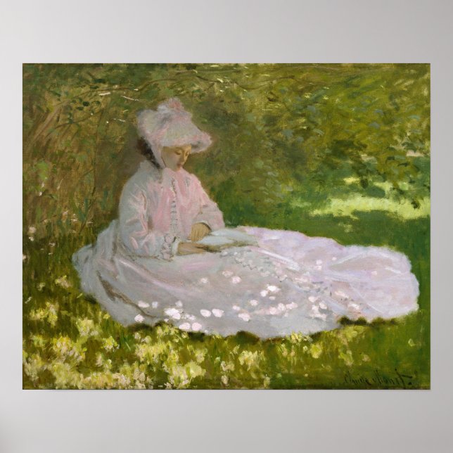 Woman Reading Springtime Monet Poster (Front)