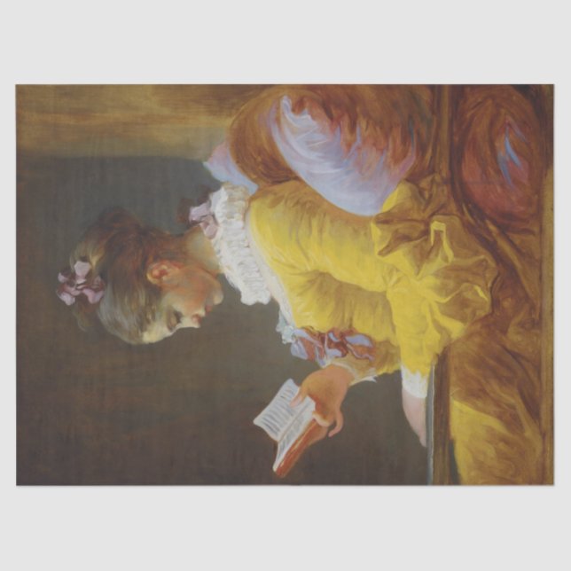 Woman reading tissue paper (Front)