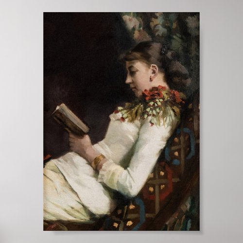 Woman Reading Woman Portrait Vintage Art Poster