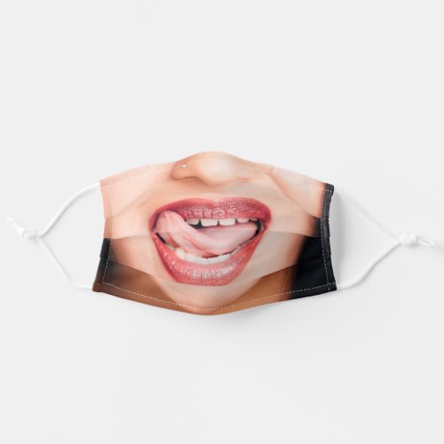 Woman Red Tongue Out Nose Ring Adult Cloth Face Mask