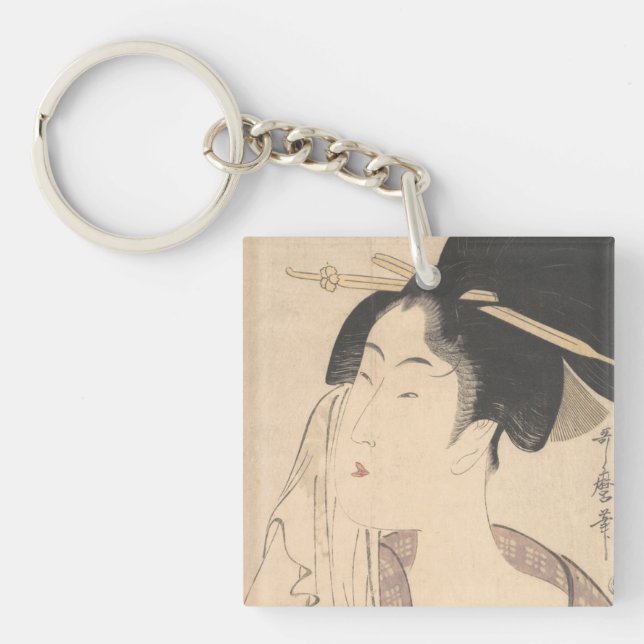 Woman Relaxing after Her Bath Keychain (Front)