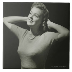 Woman Relaxing Ceramic Tile