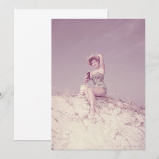 Woman Relaxing on Beach (Front/Back)