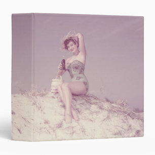 Woman Relaxing on Beach 3 Ring Binder