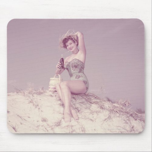 Woman Relaxing on Beach Mouse Pad